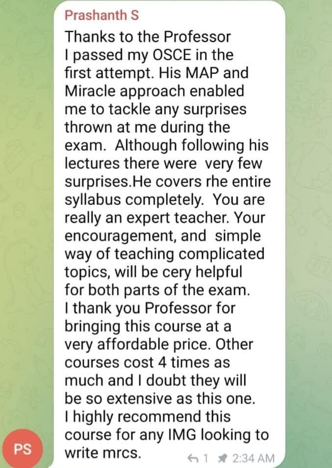 MRCS student feedback 3