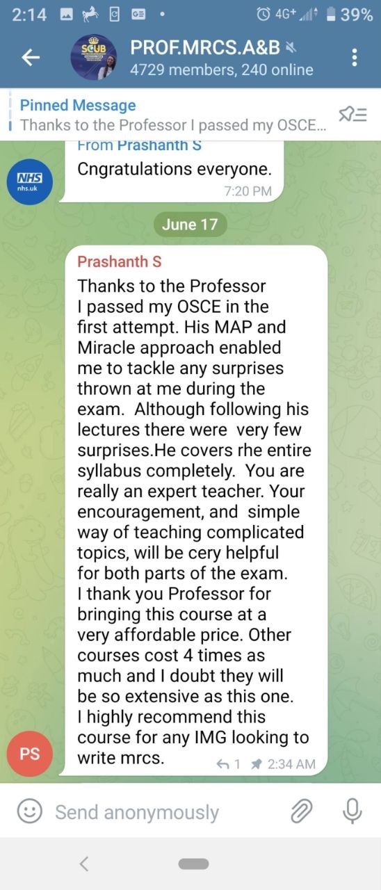 MRCS student feedback 5